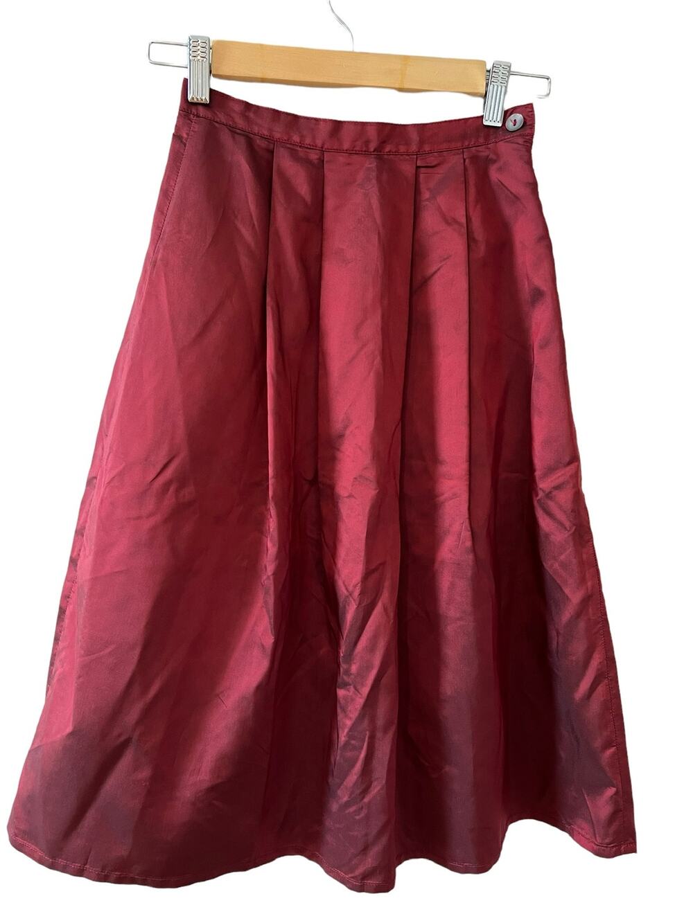 Vintage Y2K Portofino High waisted Taffeta Ball Skirt Tea Length Burgundy